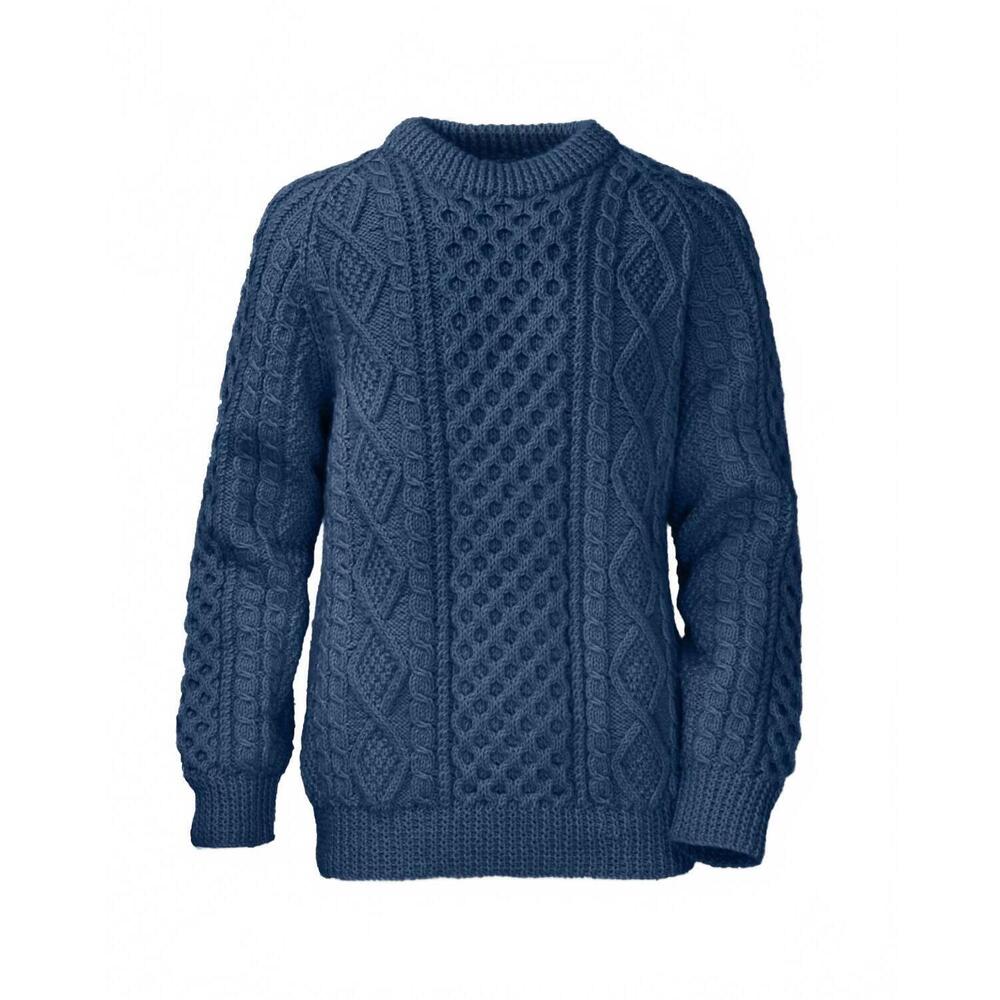 NEW PURNELL men's wool fisherman sweater in blue